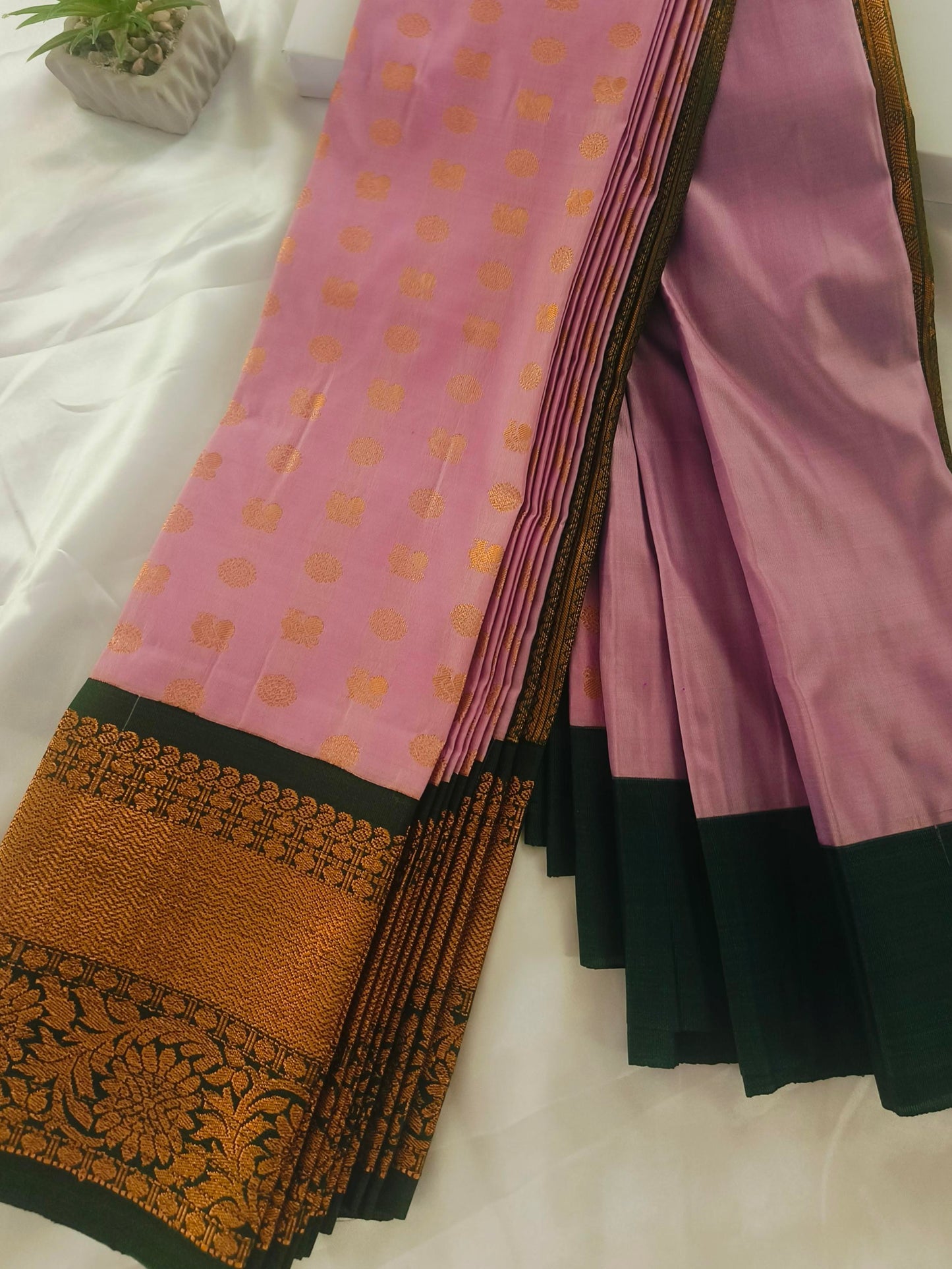 Peacock Border-Semi Silk Lavender Saree