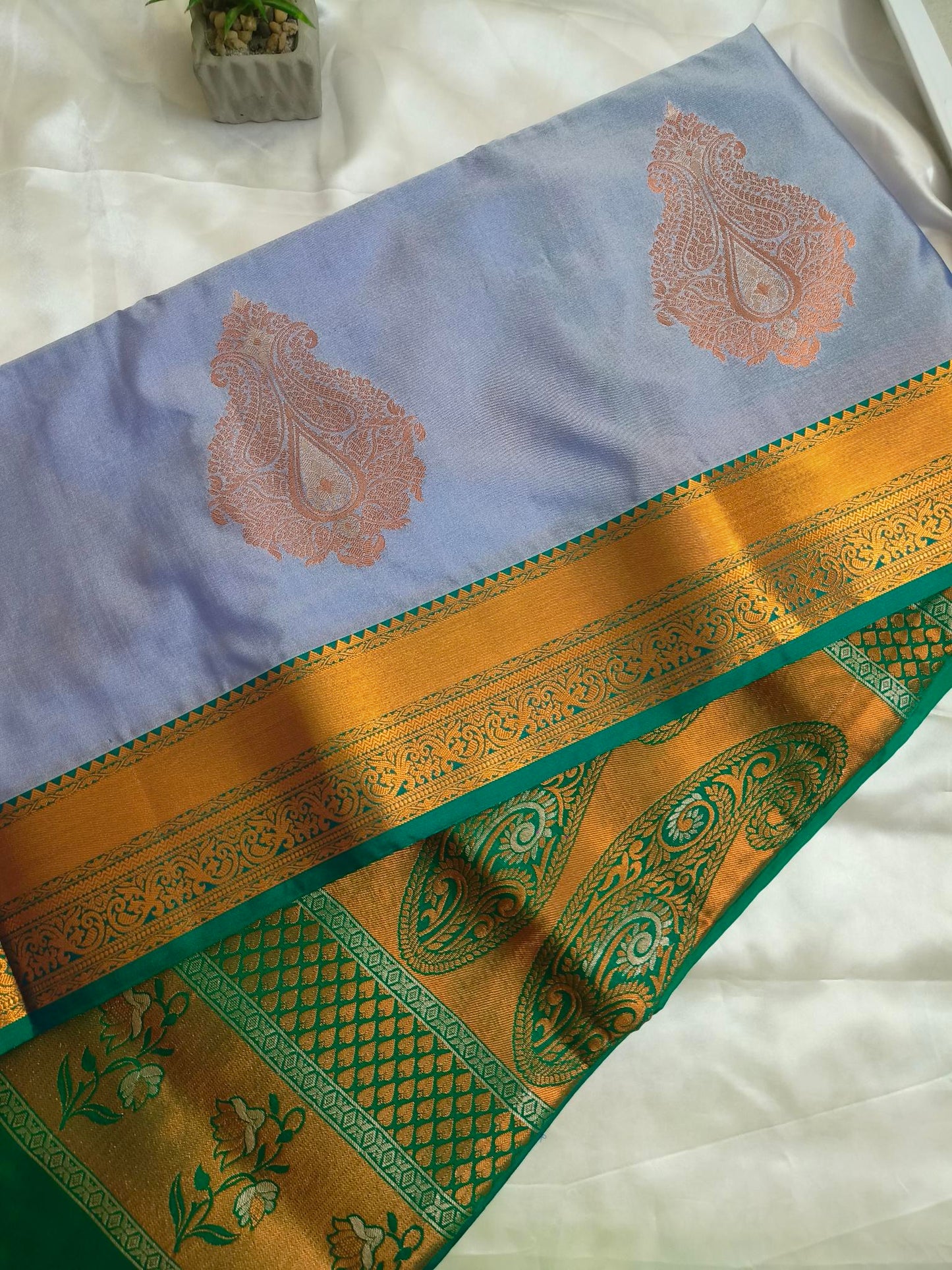 Meena Work Semi Silk Lavender Saree