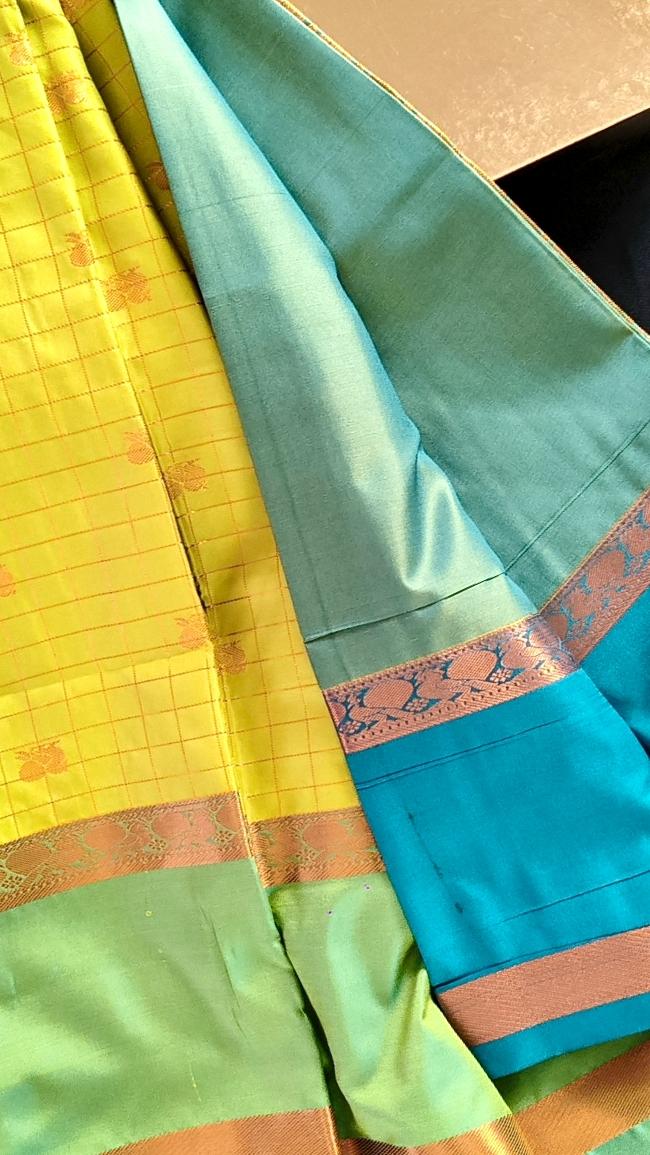 Checks Bentex Border Semi Silk Saree