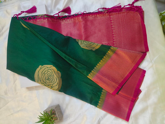 Chinon Crushed Green Saree