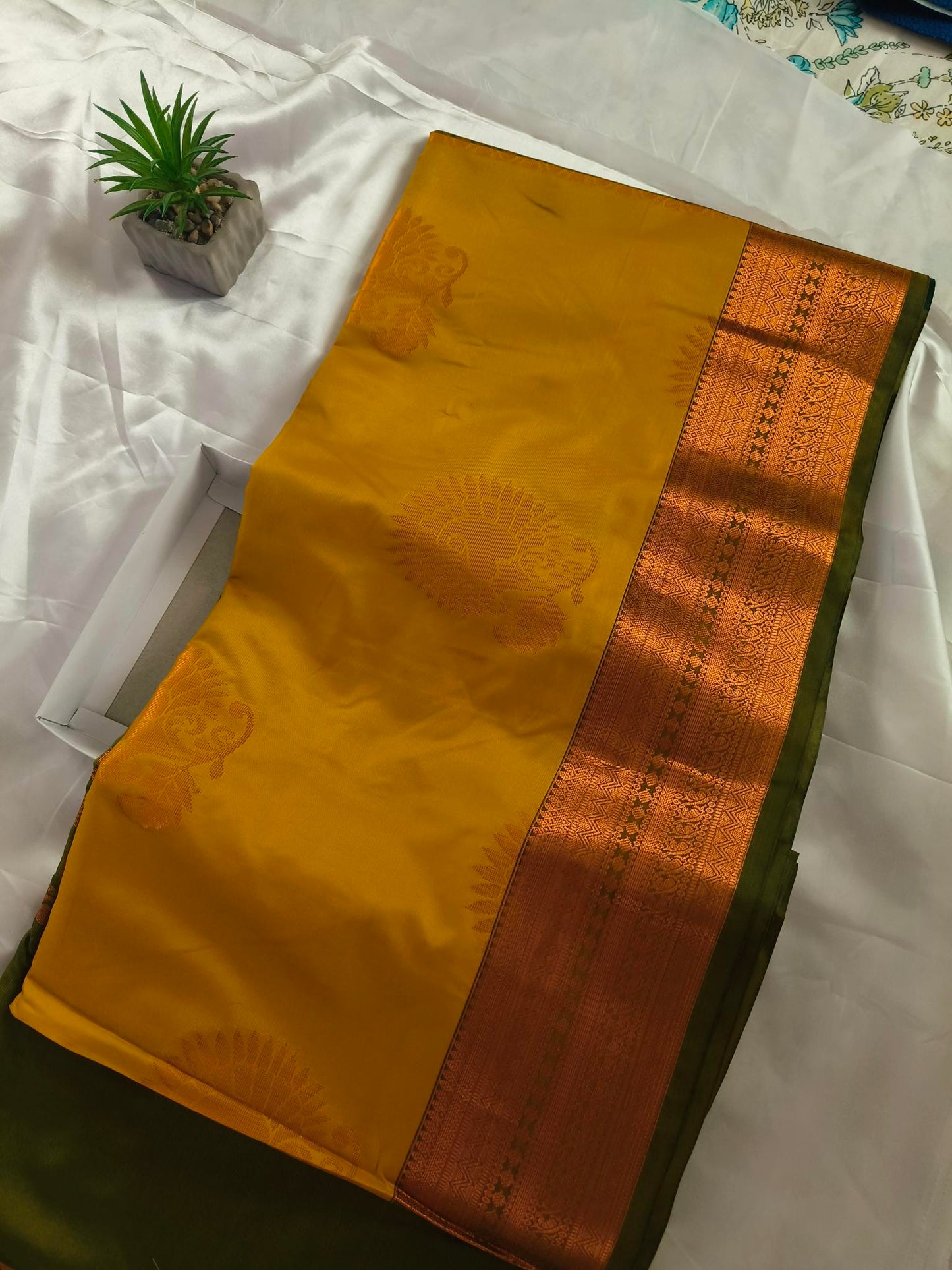 Soft Silk Mustard Yellow Saree