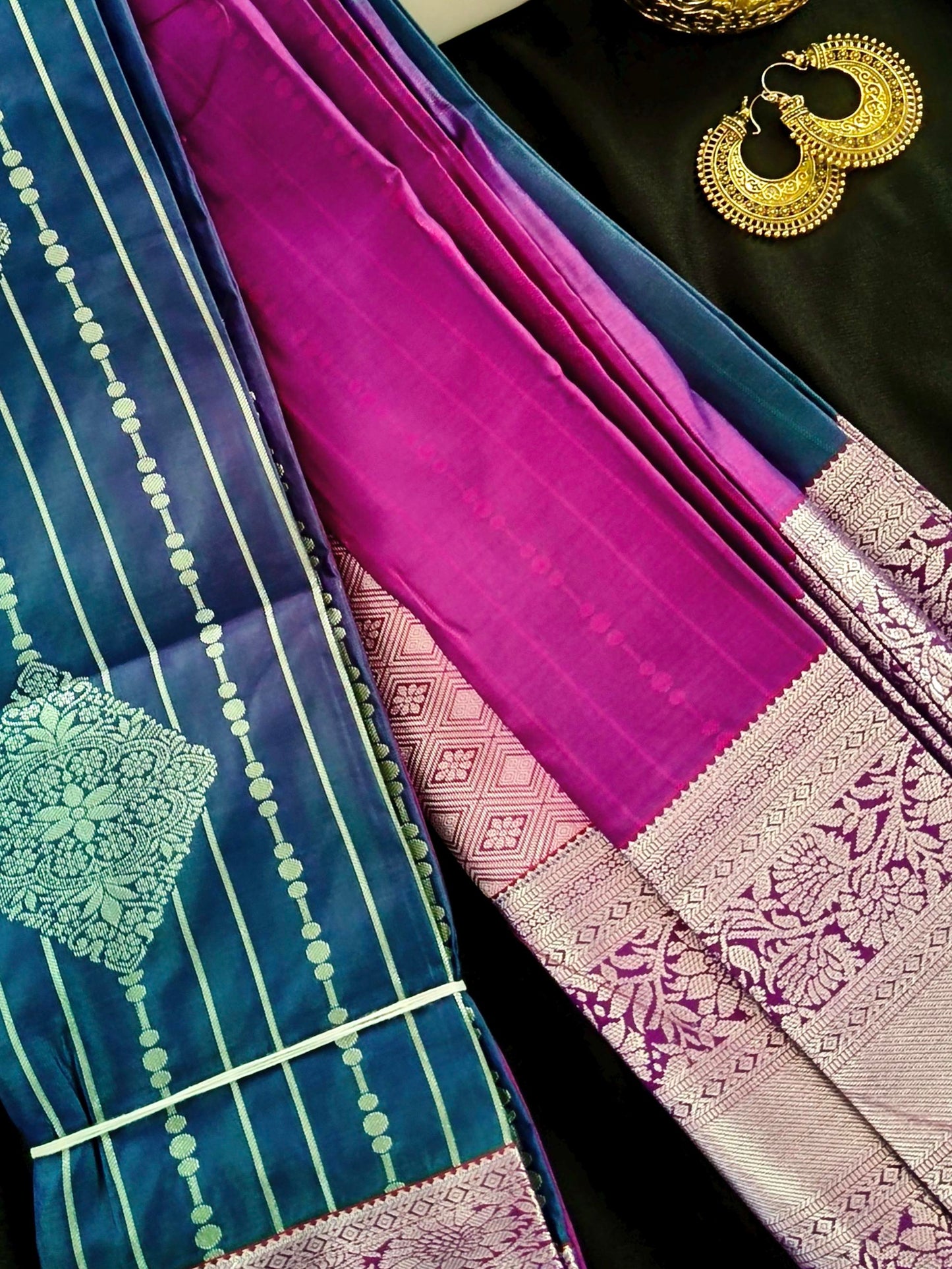 Silver Border-Semi Silk Blue Saree