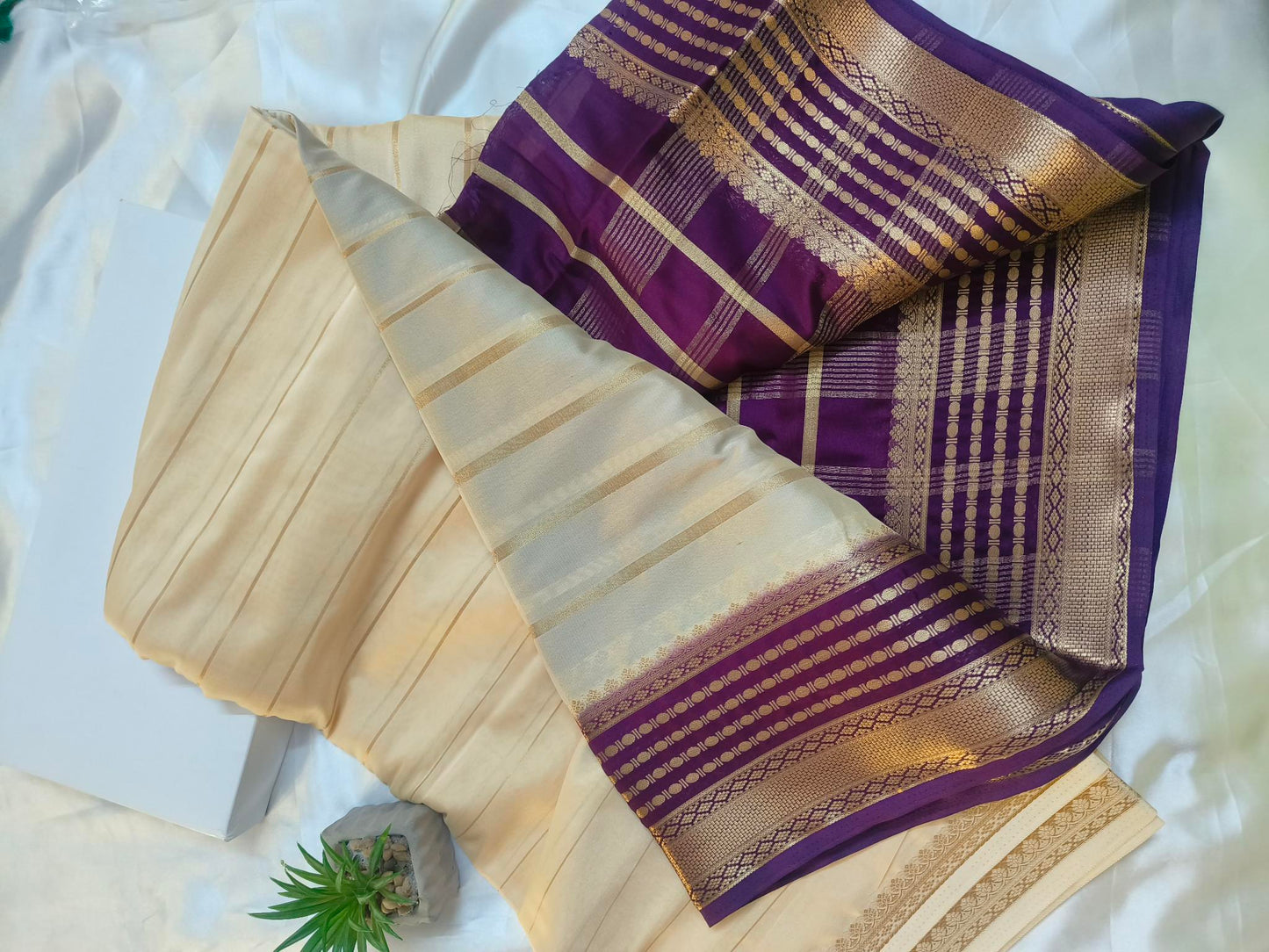 Mysore Semi Crepe Saree - White