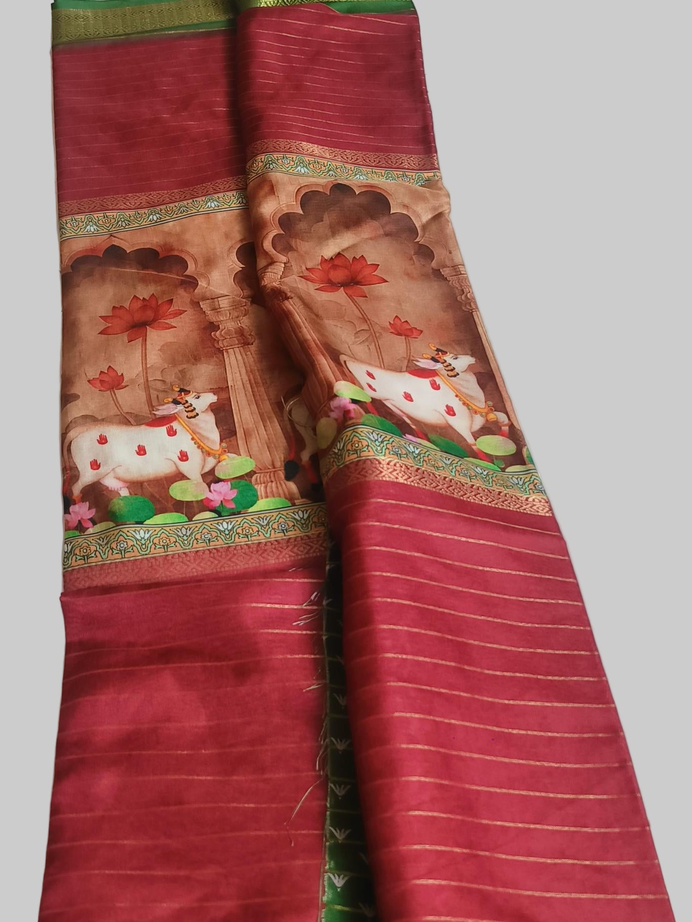 Digital Print- Fancy Saree - Brick Red