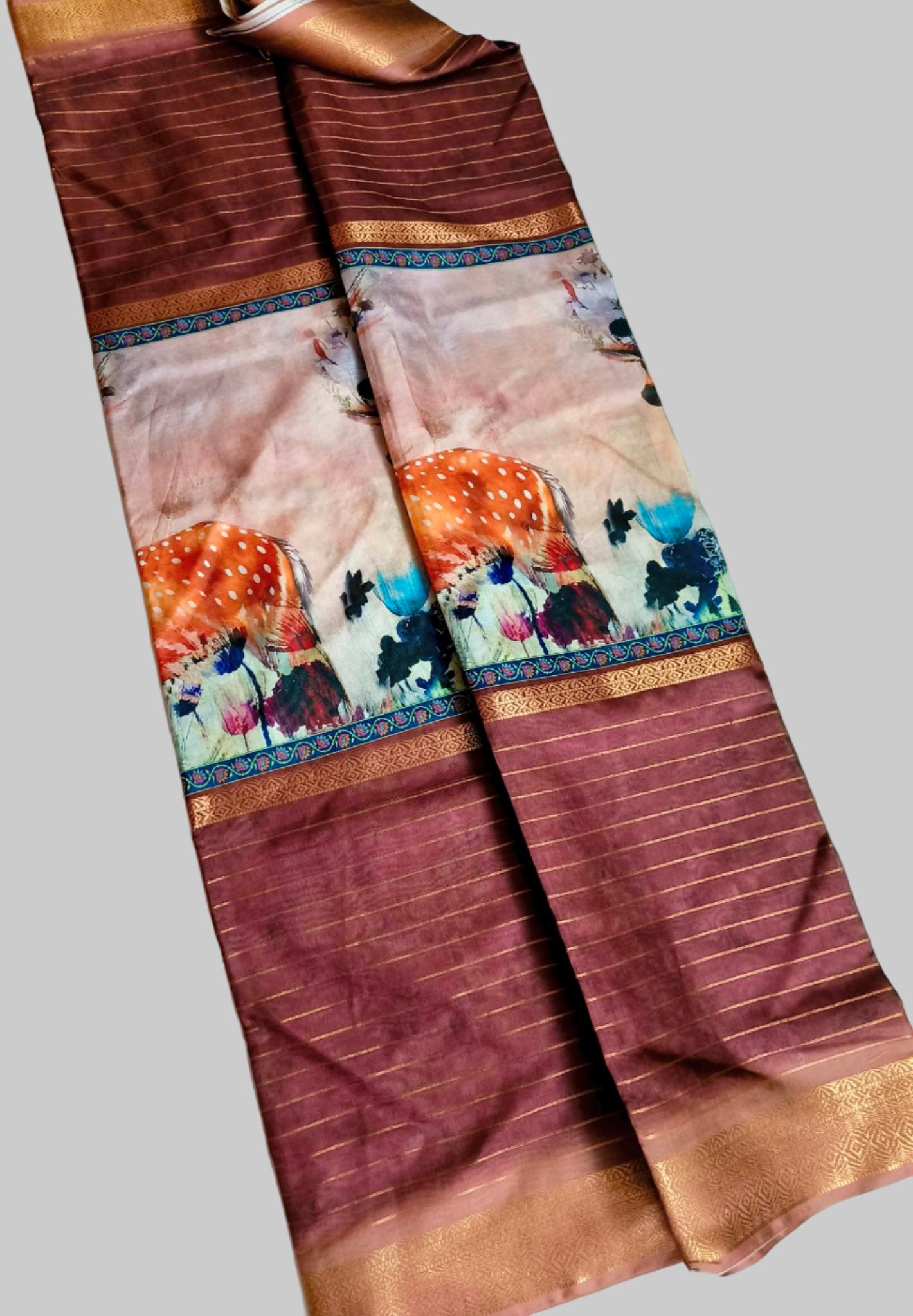 Digital Print- Fancy Saree - Brown