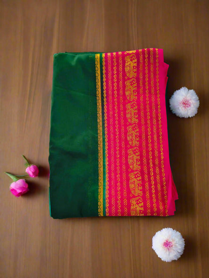 Elephant Border Green Crepe Silk Saree