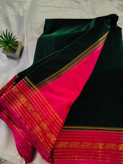 Elephant Border Green Crepe Silk Saree