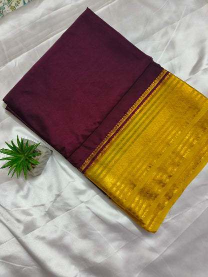 Elephant Border Maroon Crepe Silk Saree