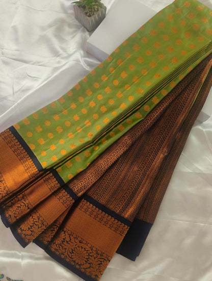 Peacock Border-Semi Silk Green Saree