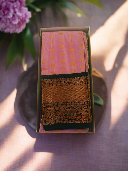 Peacock Border-Semi Silk Lavender Saree