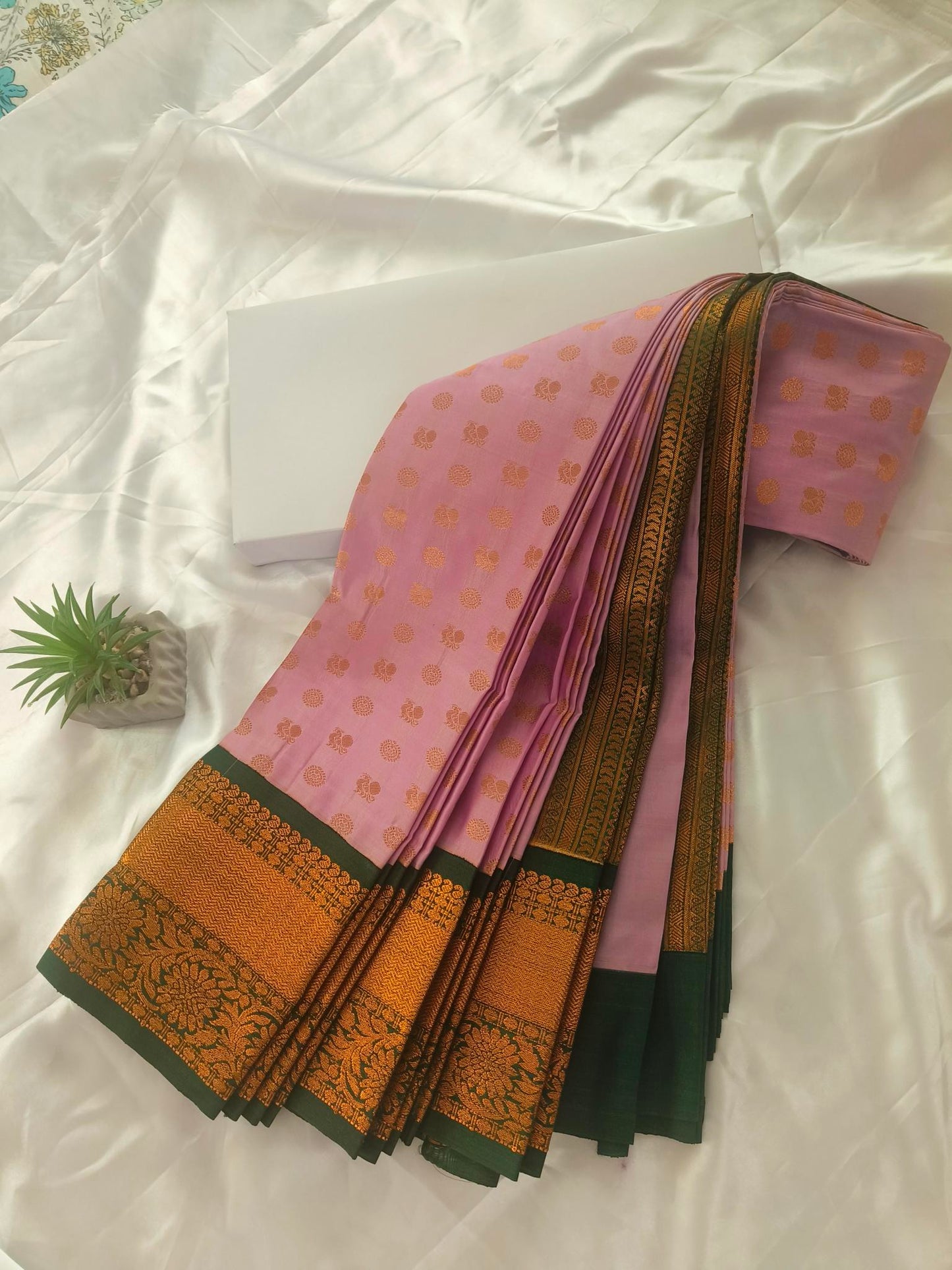 Peacock Border-Semi Silk Lavender Saree