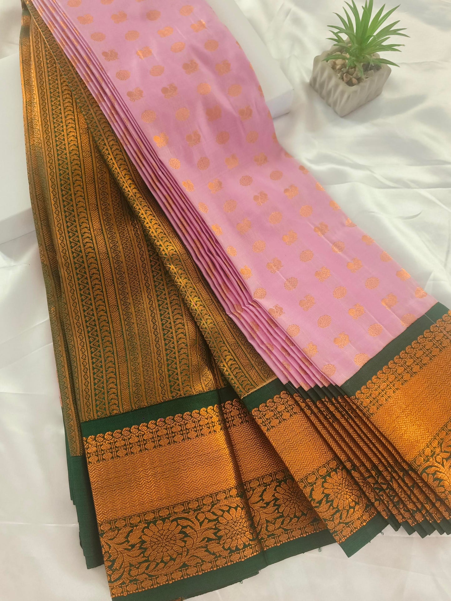Peacock Border-Semi Silk Lavender Saree