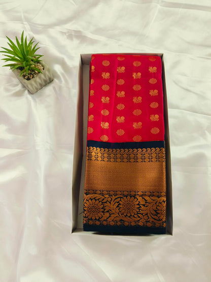 Peacock Border-Semi Silk Maroon Saree