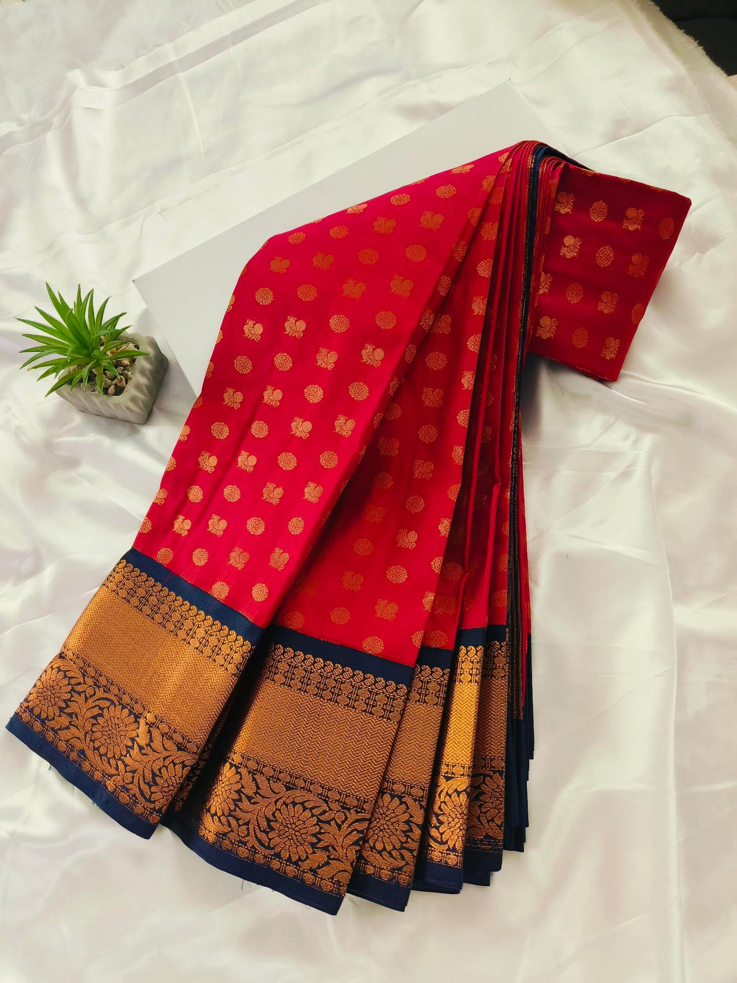 Peacock Border-Semi Silk Maroon Saree