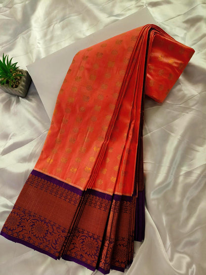 Peacock Border-Semi Silk Peach Saree