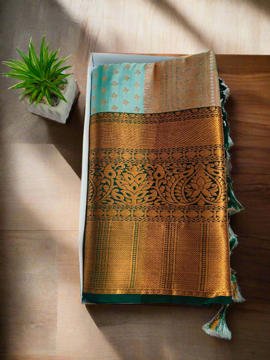 Big Border Blue Semi-Silk Saree