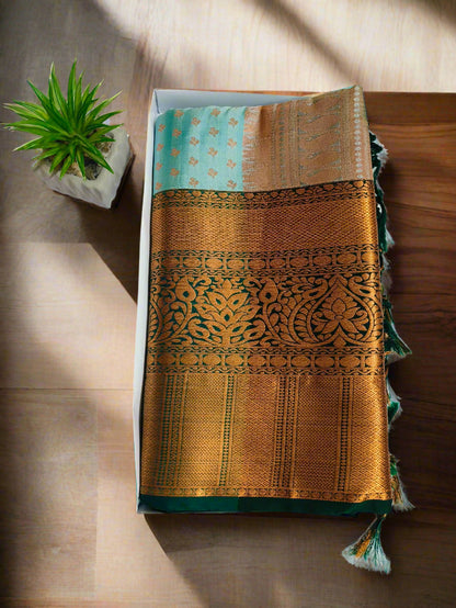 Big Border Blue Semi-Silk Saree
