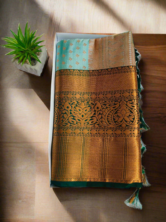 Big Border Blue Semi-Silk Saree
