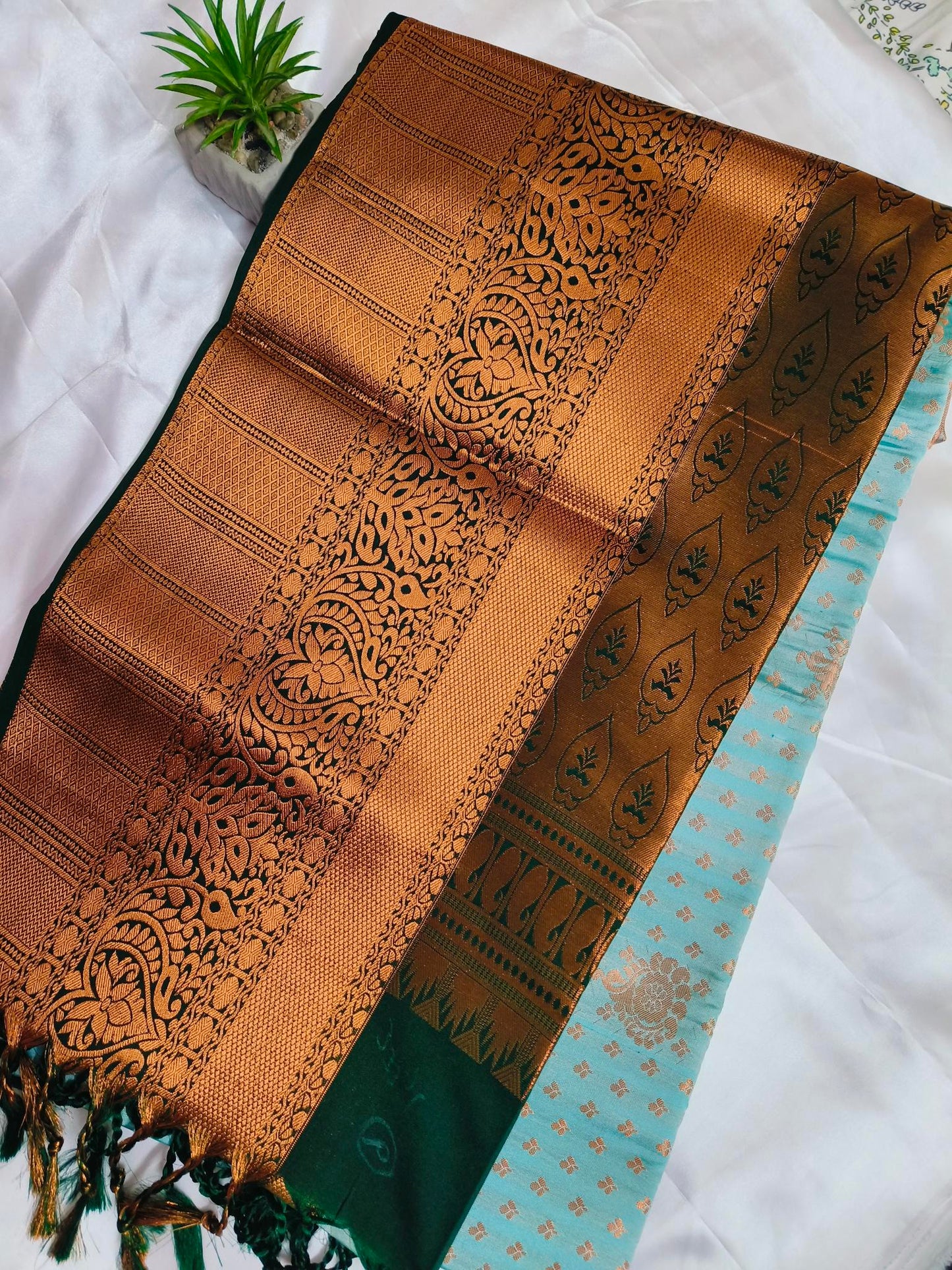 Big Border Blue Semi-Silk Saree