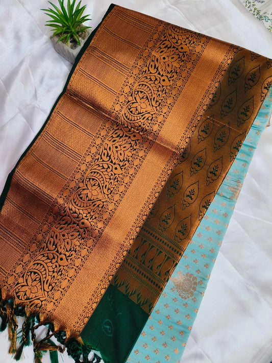 Big Border Blue Semi-Silk Saree