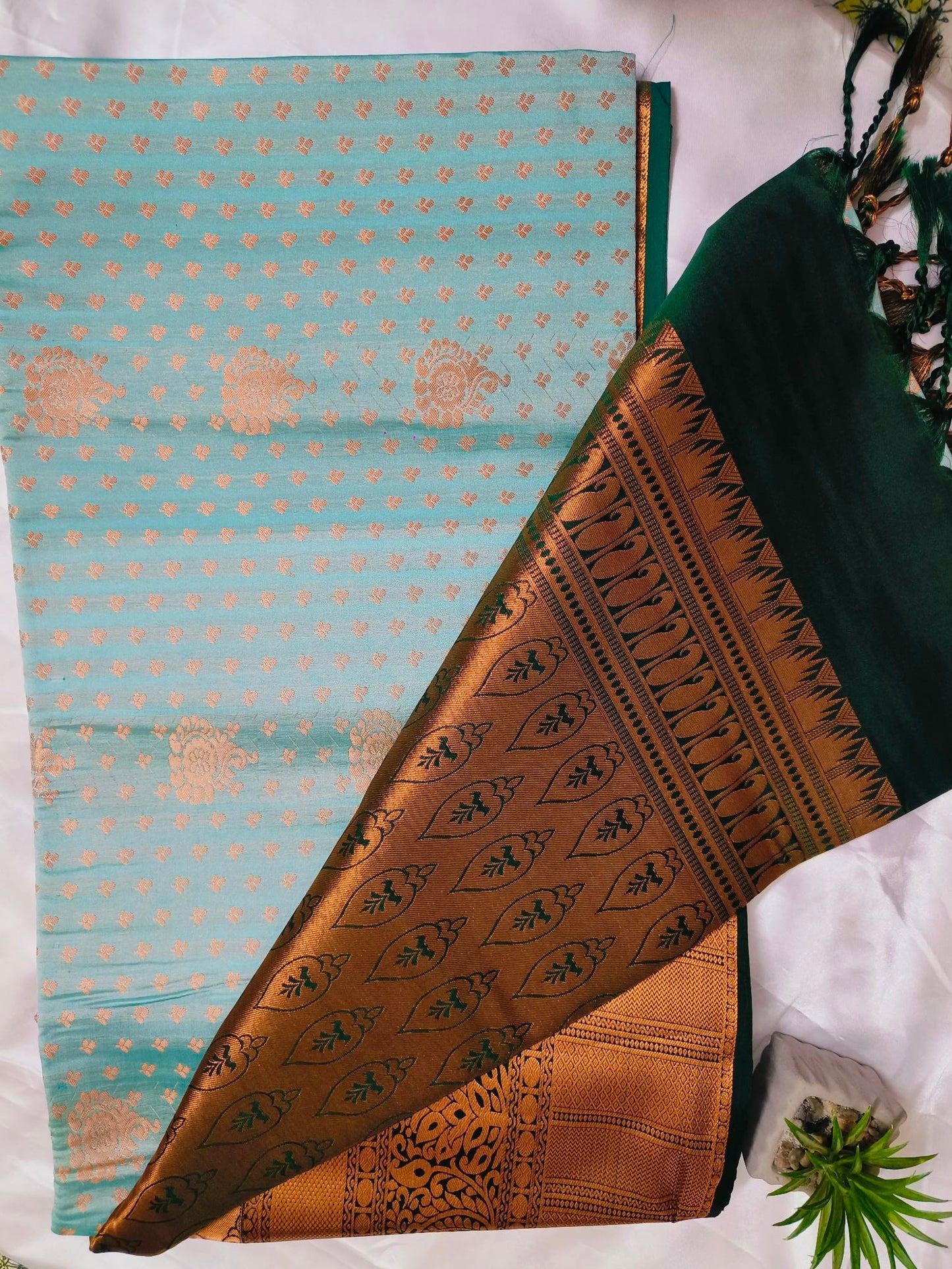 Big Border Blue Semi-Silk Saree