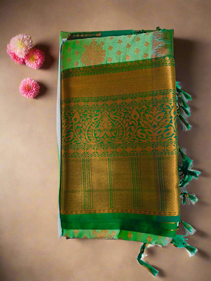 Big Border Green Semi-Silk Saree
