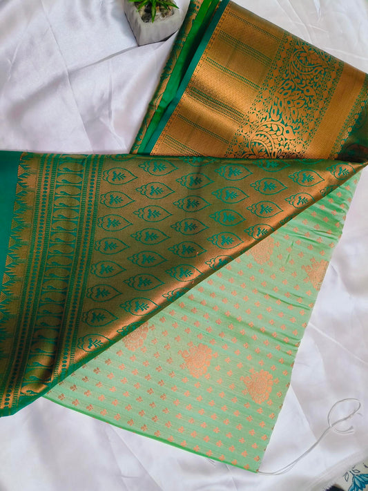 Big Border Green Semi-Silk Saree