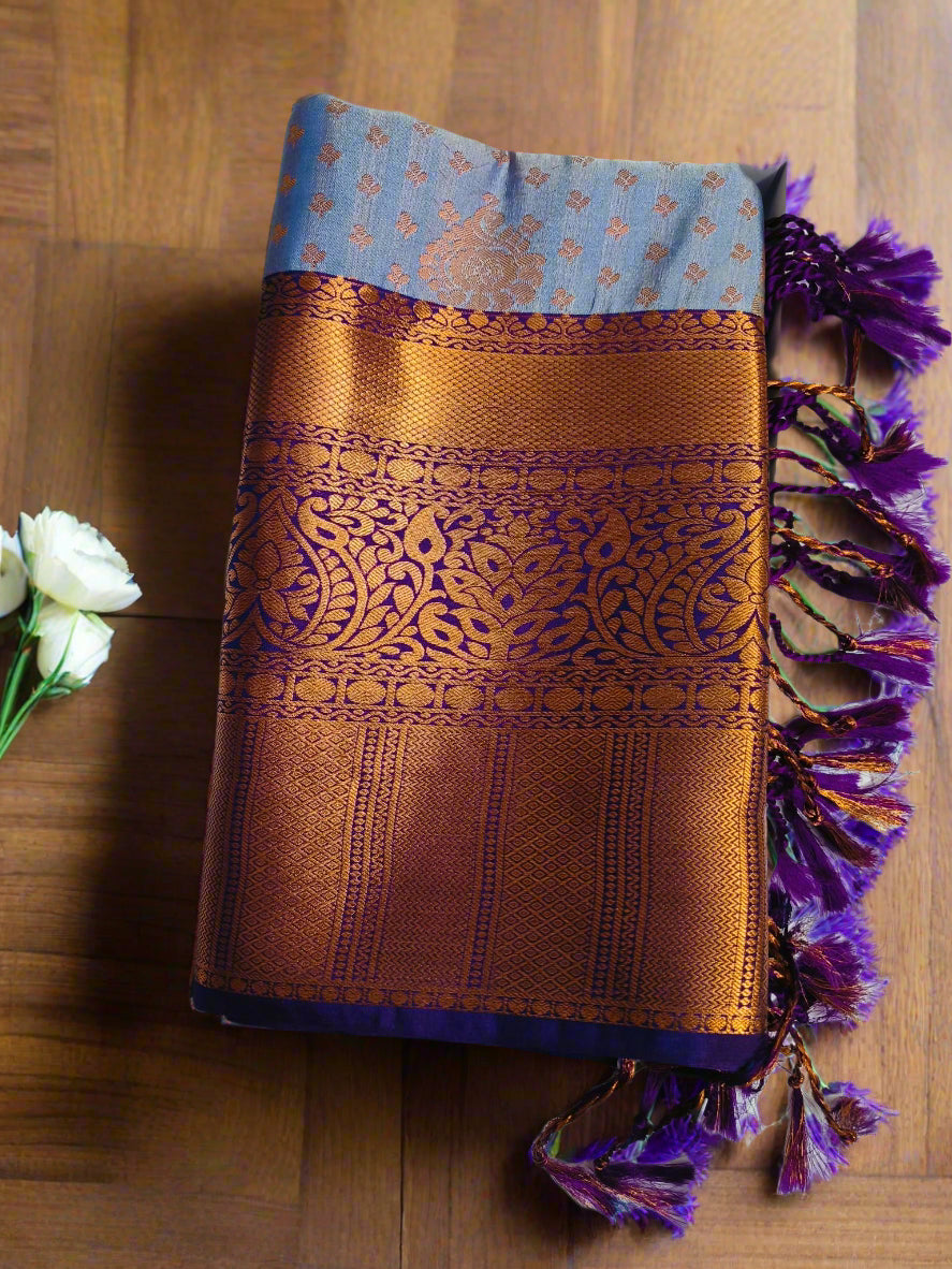 Big Border Lavender Semi-Silk Saree