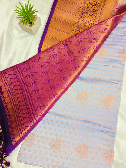 Big Border Lavender Semi-Silk Saree
