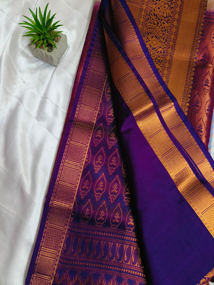 Big Border Lavender Semi-Silk Saree