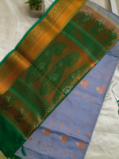 Meena Work Semi Silk Lavender Saree