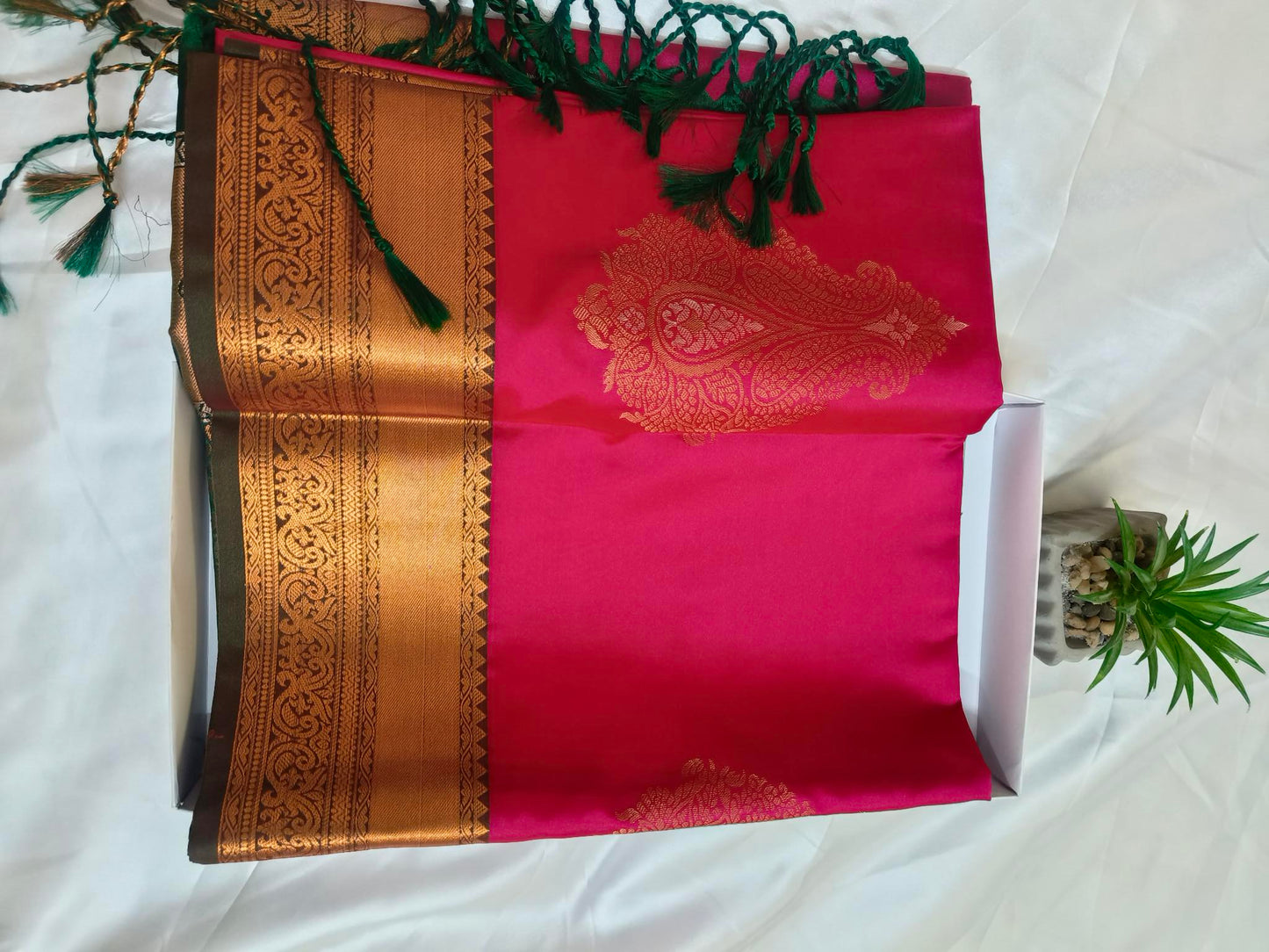 Meena Work-Semi Silk Pink Saree