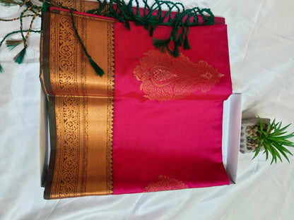 Meena Work-Semi Silk Pink Saree