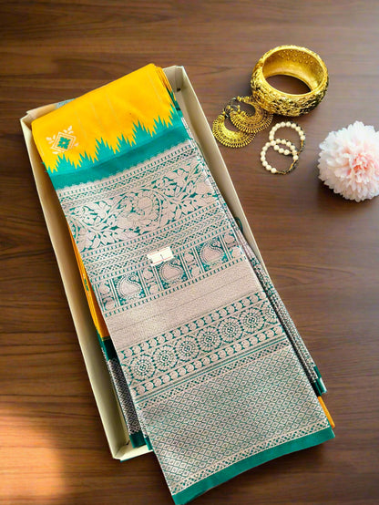 Semi Silk Yellow Saree