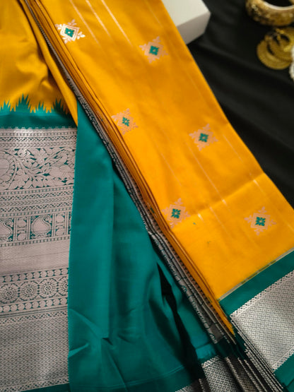 Semi Silk Yellow Saree