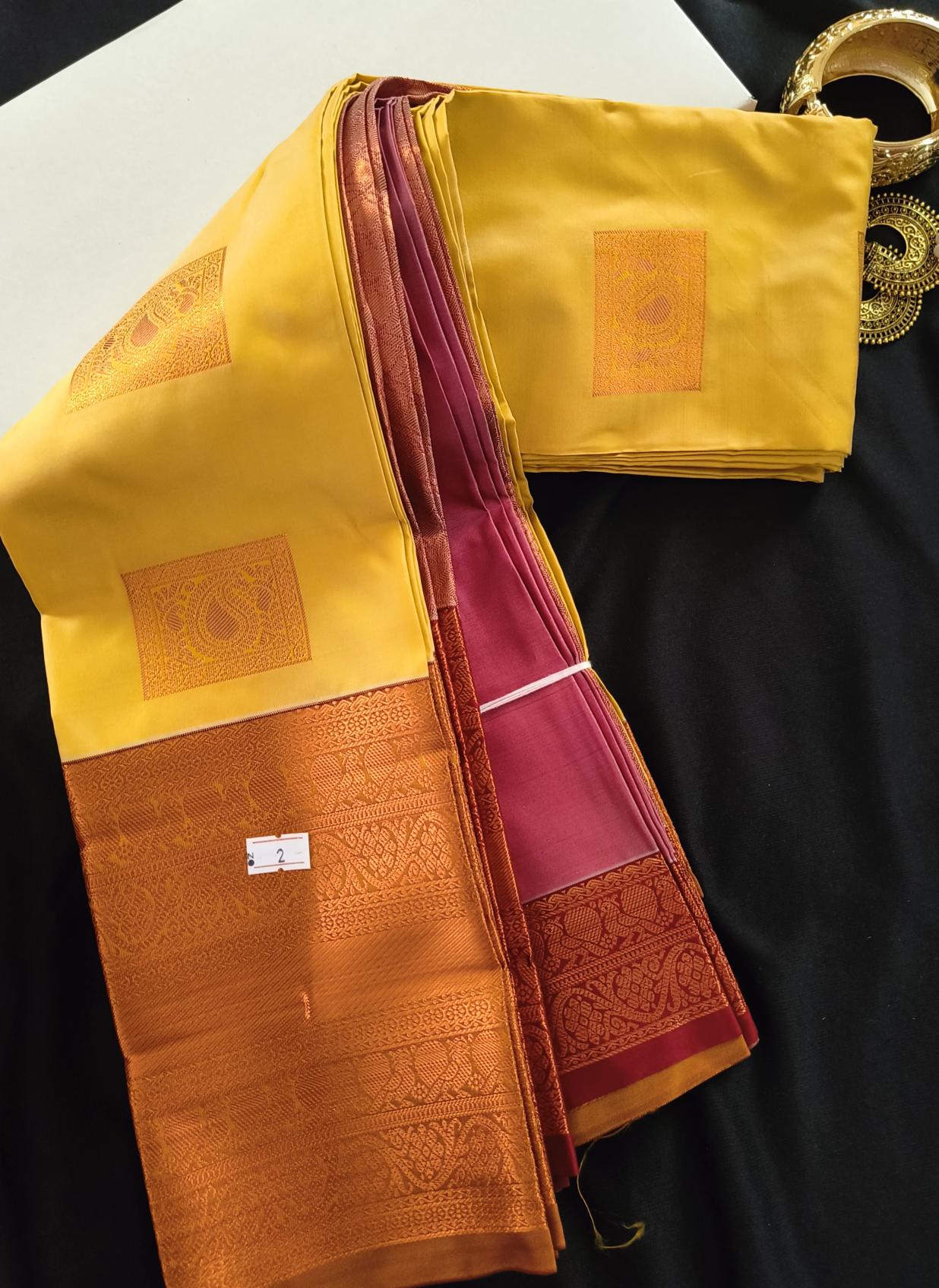 Soft Silk Magha Silk Mustard Yellow Saree