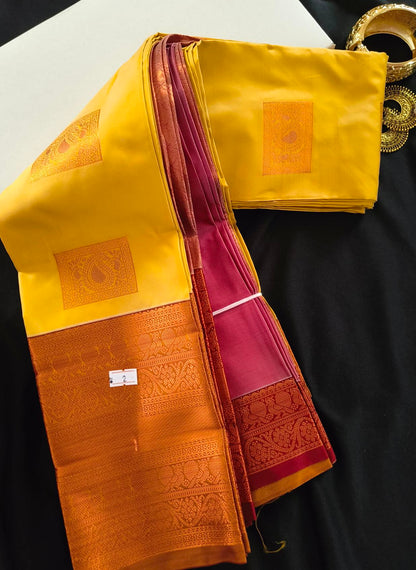 Soft Silk Magha Silk Mustard Yellow Saree