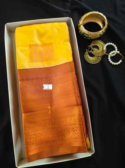 Soft Silk Magha Silk Mustard Yellow Saree