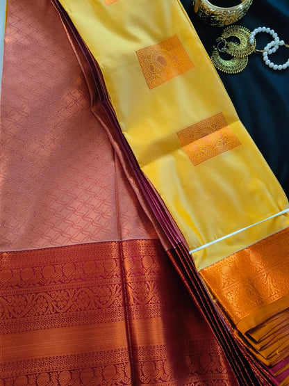 Soft Silk Magha Silk Mustard Yellow Saree