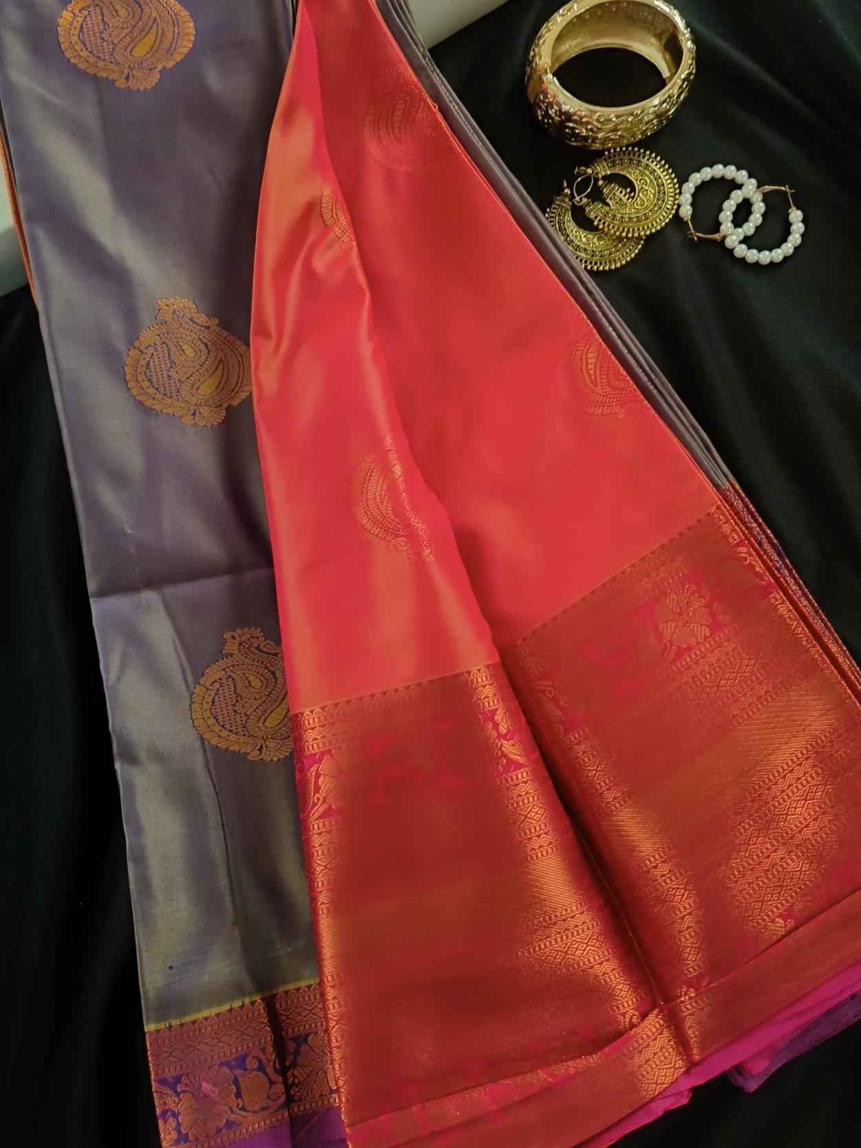 Soft Silk Magha Silk Lavender Saree