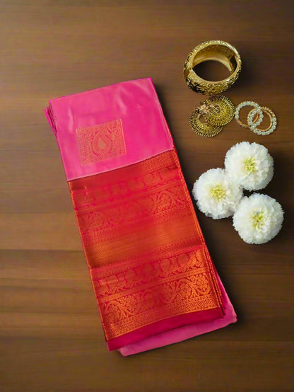 Soft Silk Magha Silk Pink Saree
