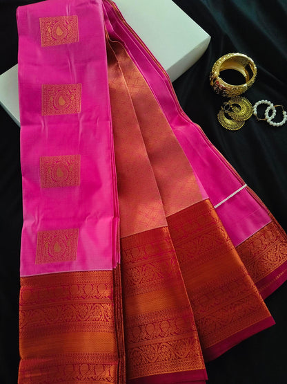 Soft Silk Magha Silk Pink Saree