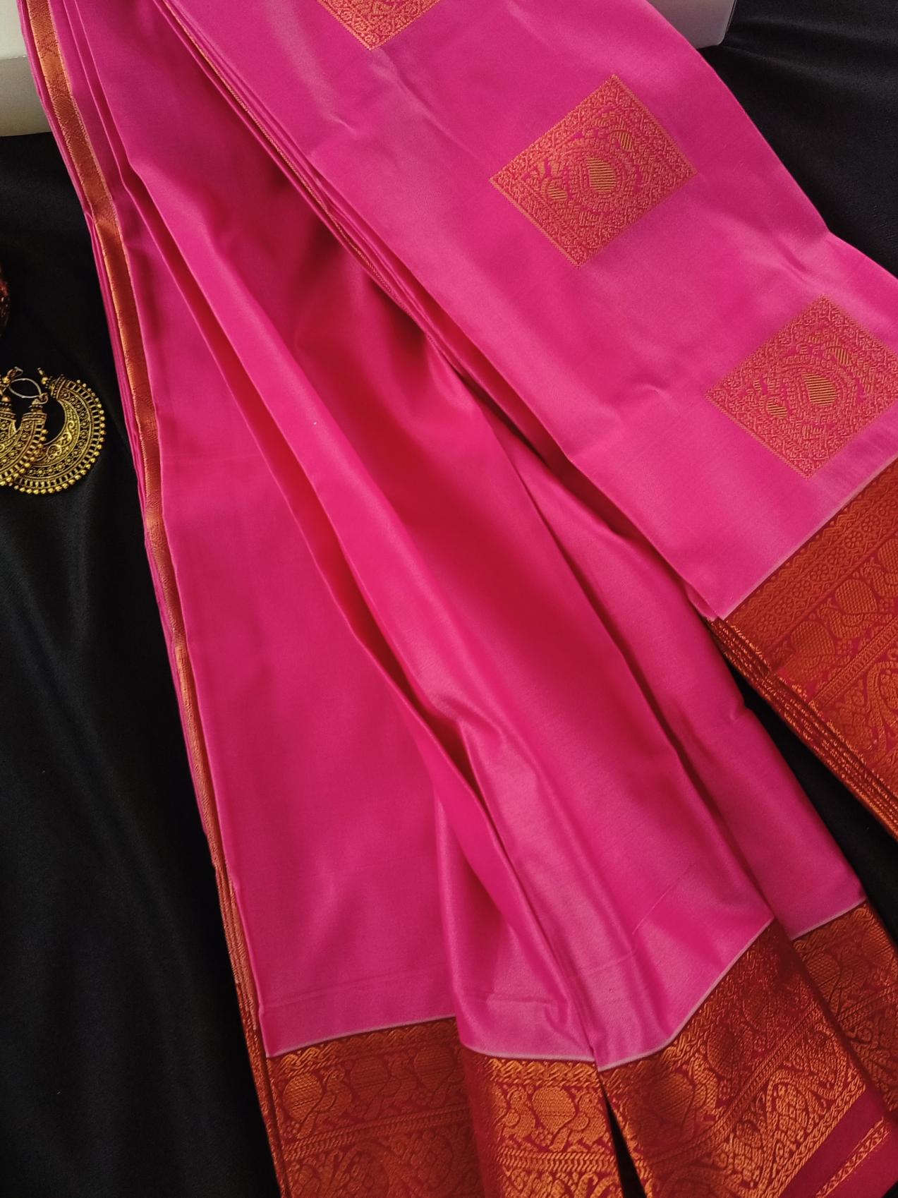 Soft Silk Magha Silk Pink Saree
