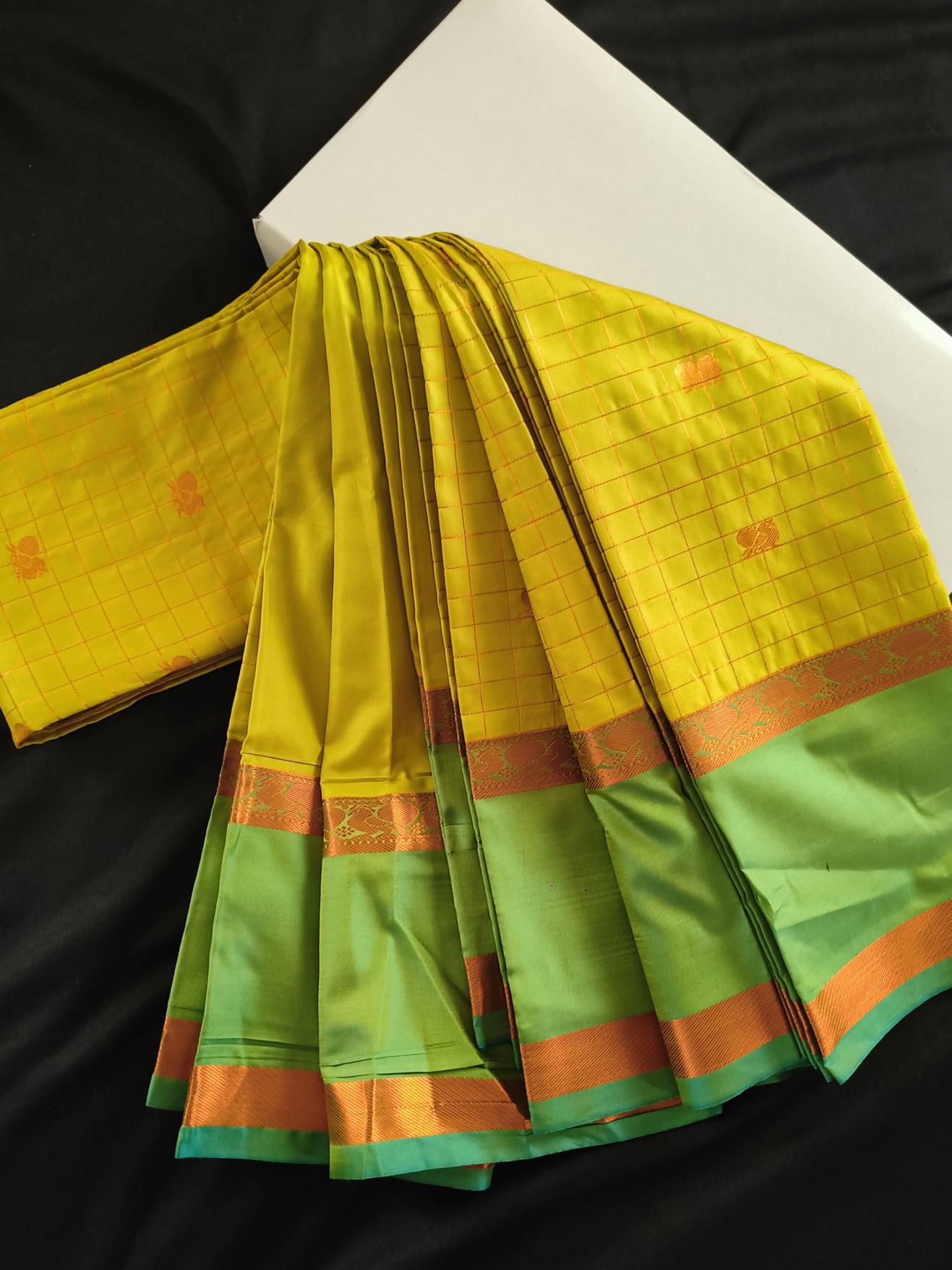 Checks Bentex Border Semi Silk Saree
