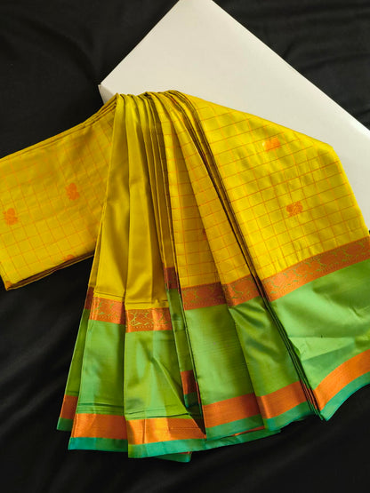 Checks Bentex Border Semi Silk Saree