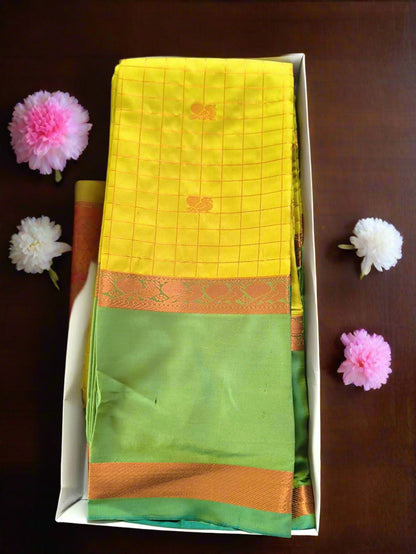 Checks Bentex Border Semi Silk Saree