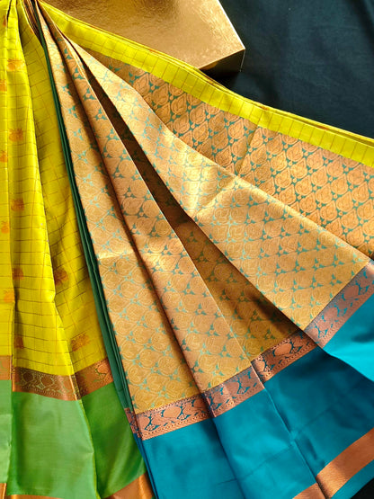 Checks Bentex Border Semi Silk Saree