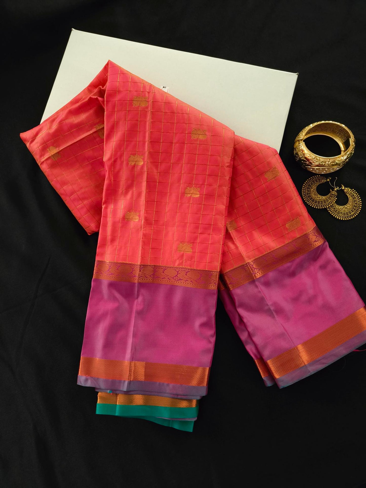 Checks Bentex Border Semi Silk Saree