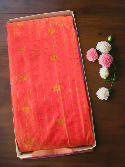 Checks Bentex Border Semi Silk Saree