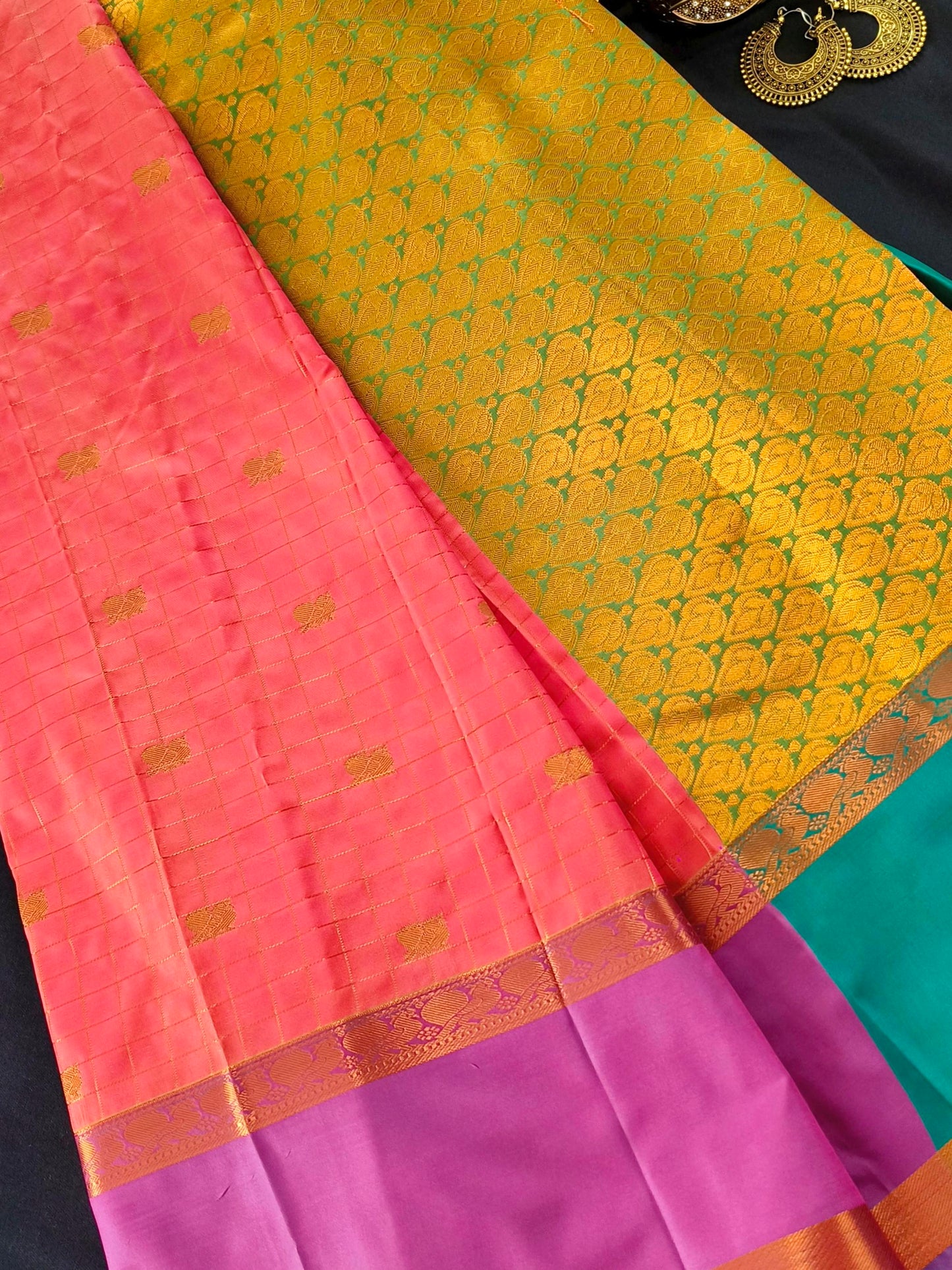Checks Bentex Border Semi Silk Saree